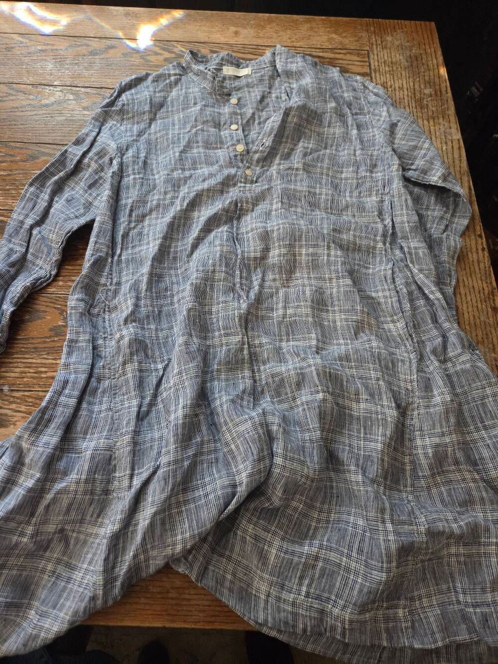 CP Shades linen blue plaid tunic dress sz Medium